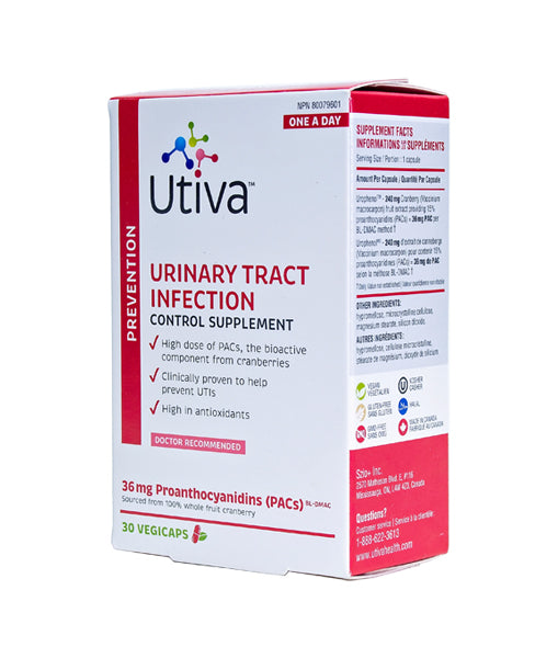 Utiva Uti Control Supplement 30 Capsules Natural Uti