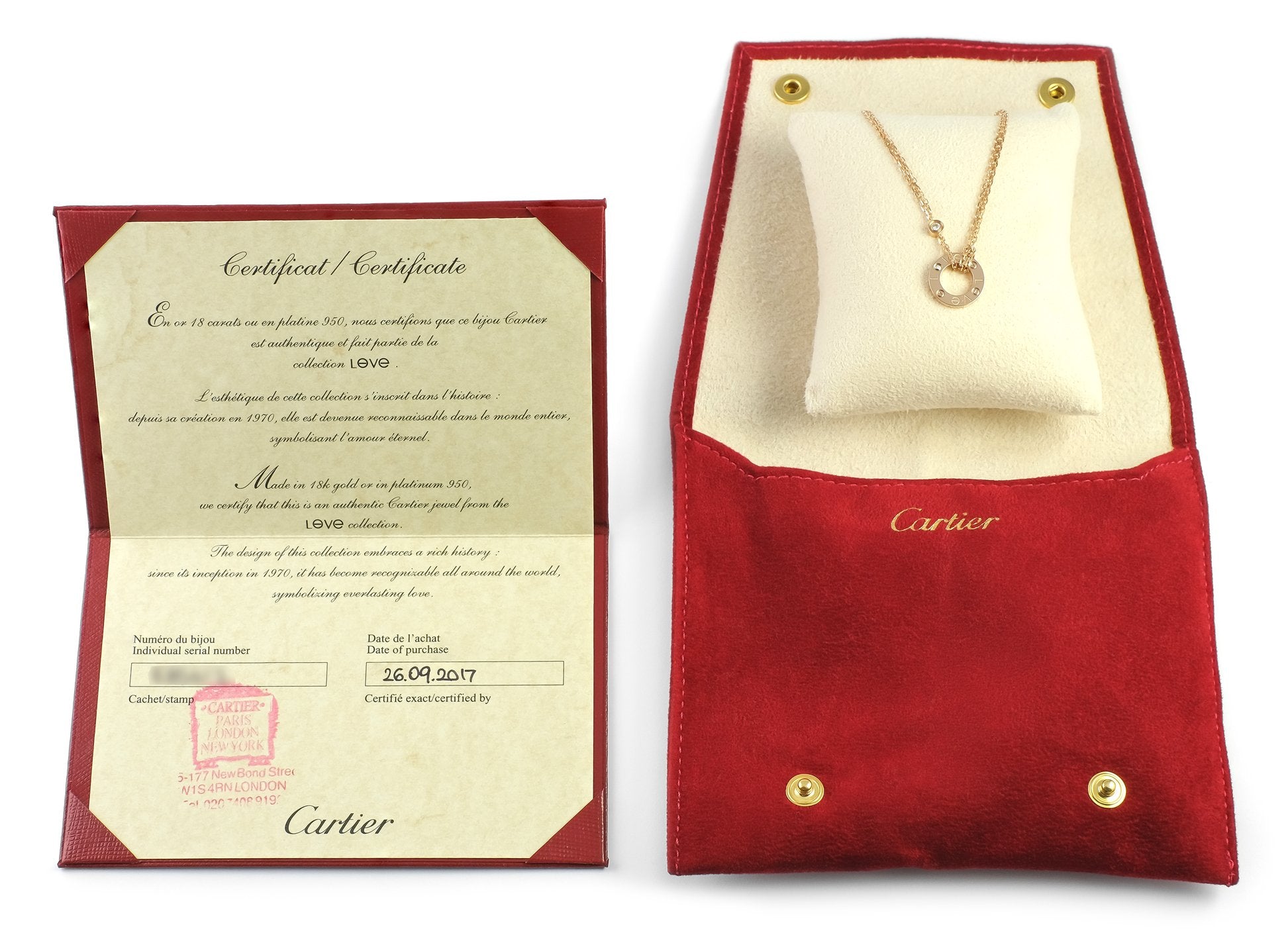 Cartier 18ct Rose Gold 2 Diamond Love Necklace Duke Of Vintage