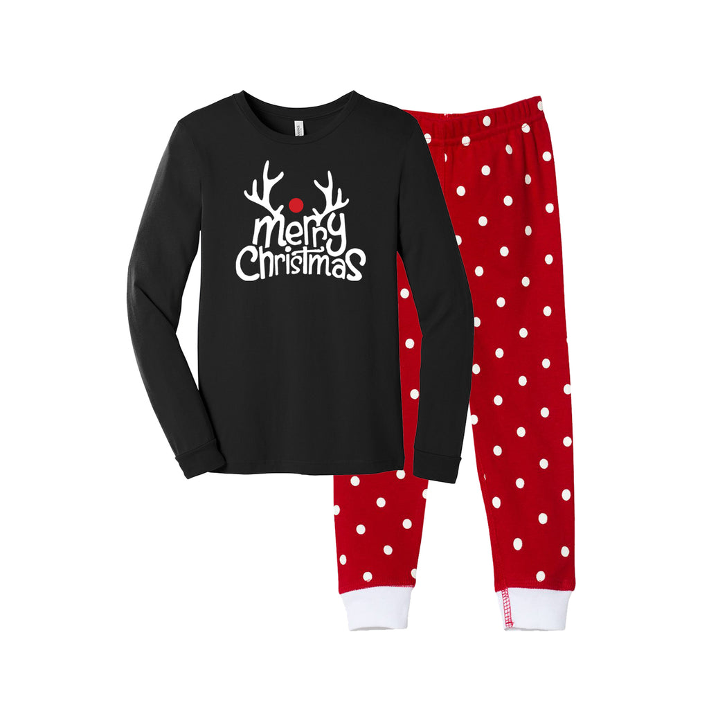 Merry Christmas Reindeer Matching Family Pajamas - Black Buffalo