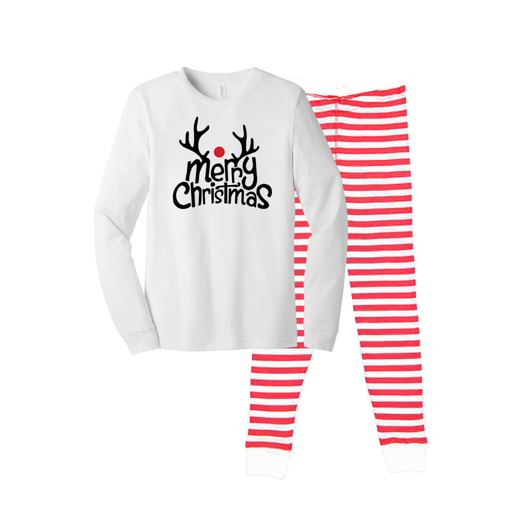 Merry Christmas Reindeer Matching Family Pajamas - Black Buffalo Pants