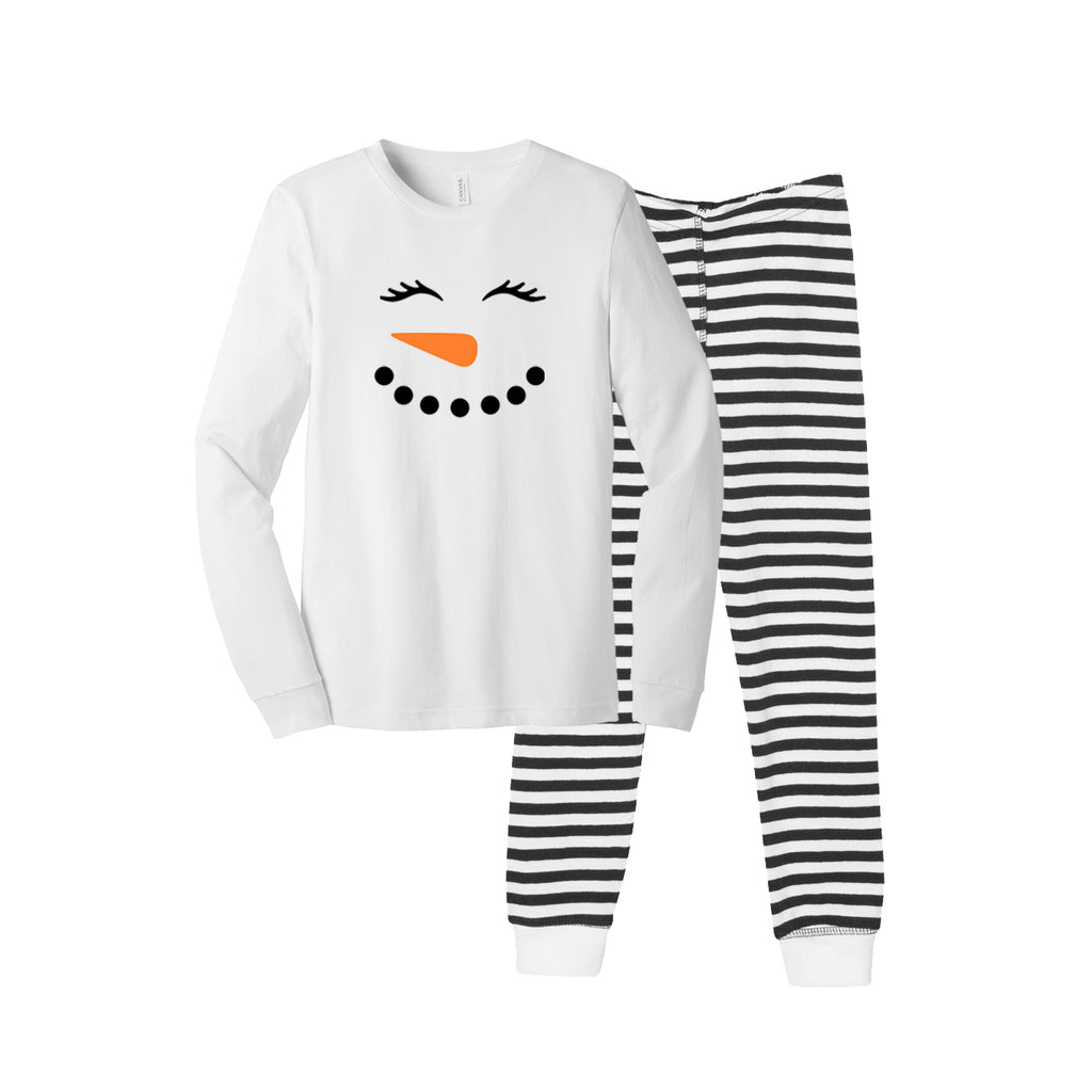 Snowman Matching Family Pajamas - Black/Charcoal Buffalo Plaid