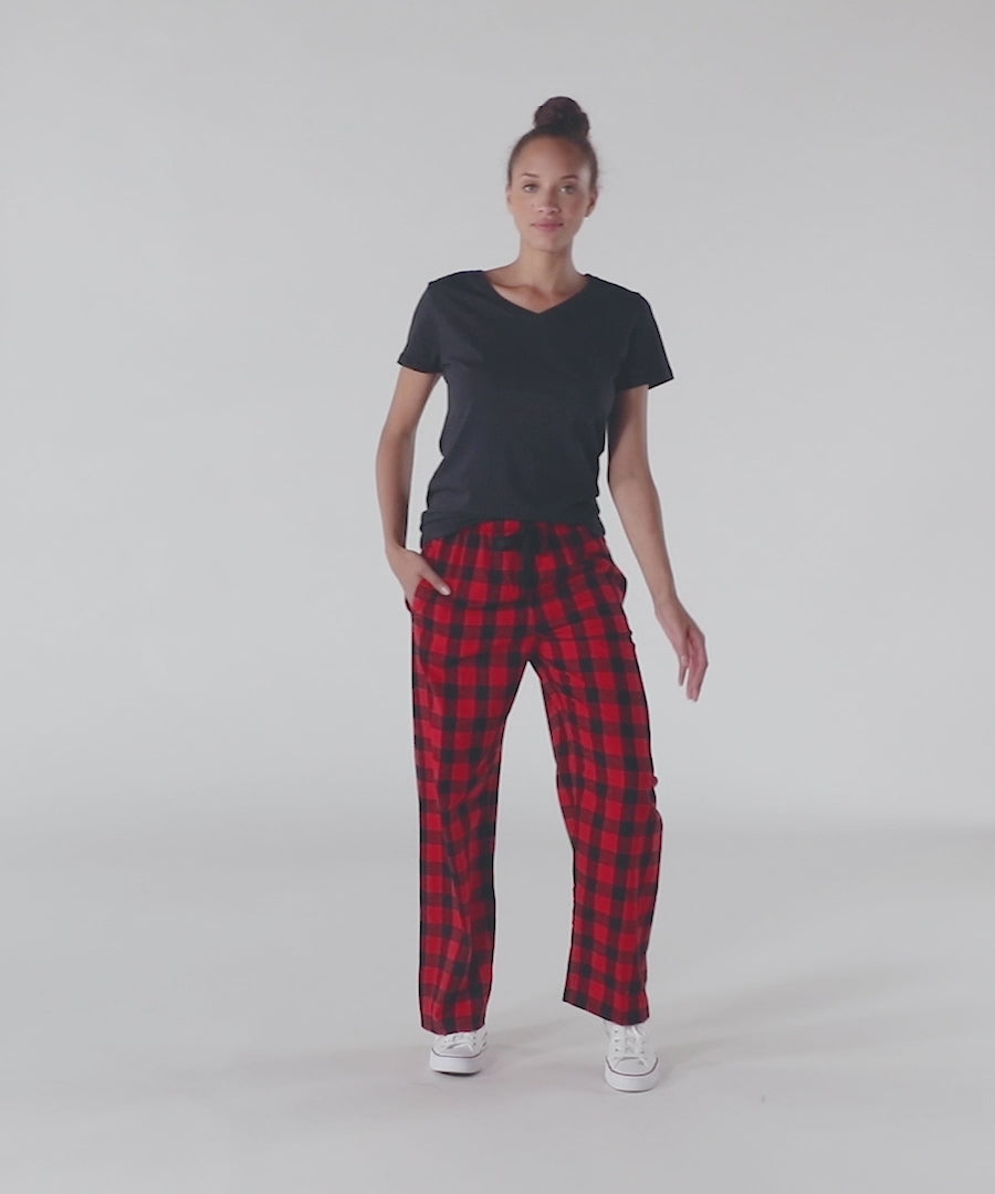 Monogrammed Red and Black Buffalo Plaid Pajama Pants