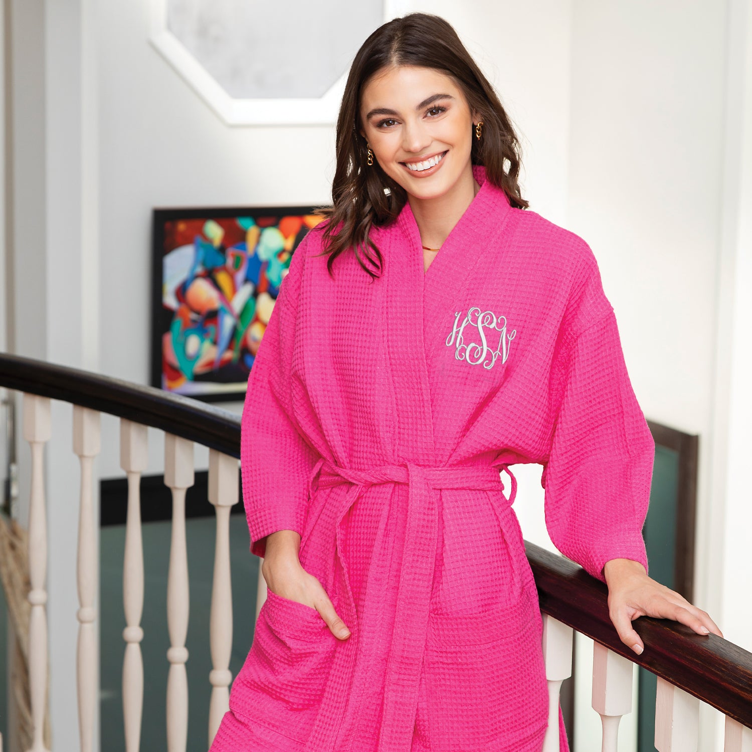 Monogrammed Waffle Weave Robe - Short Length – Cotton Sisters