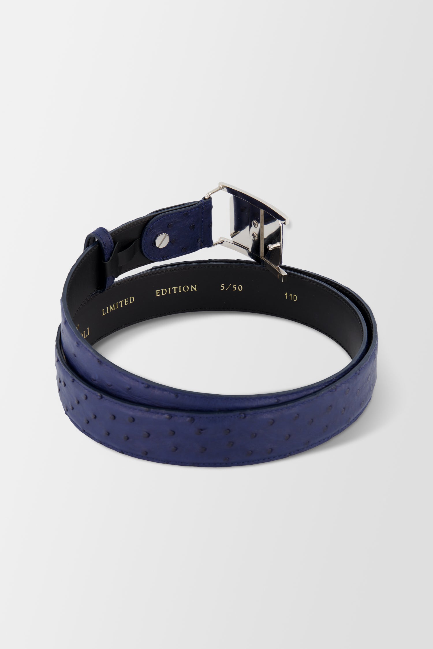 blue ostrich belt