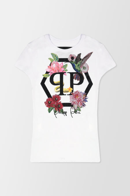 Ramkoers Stadion Nauw Buy Philipp Plein T-Shirt Round Neck SS Flowers White | Women | White |  Price: 460.00 CAD | Original Luxury