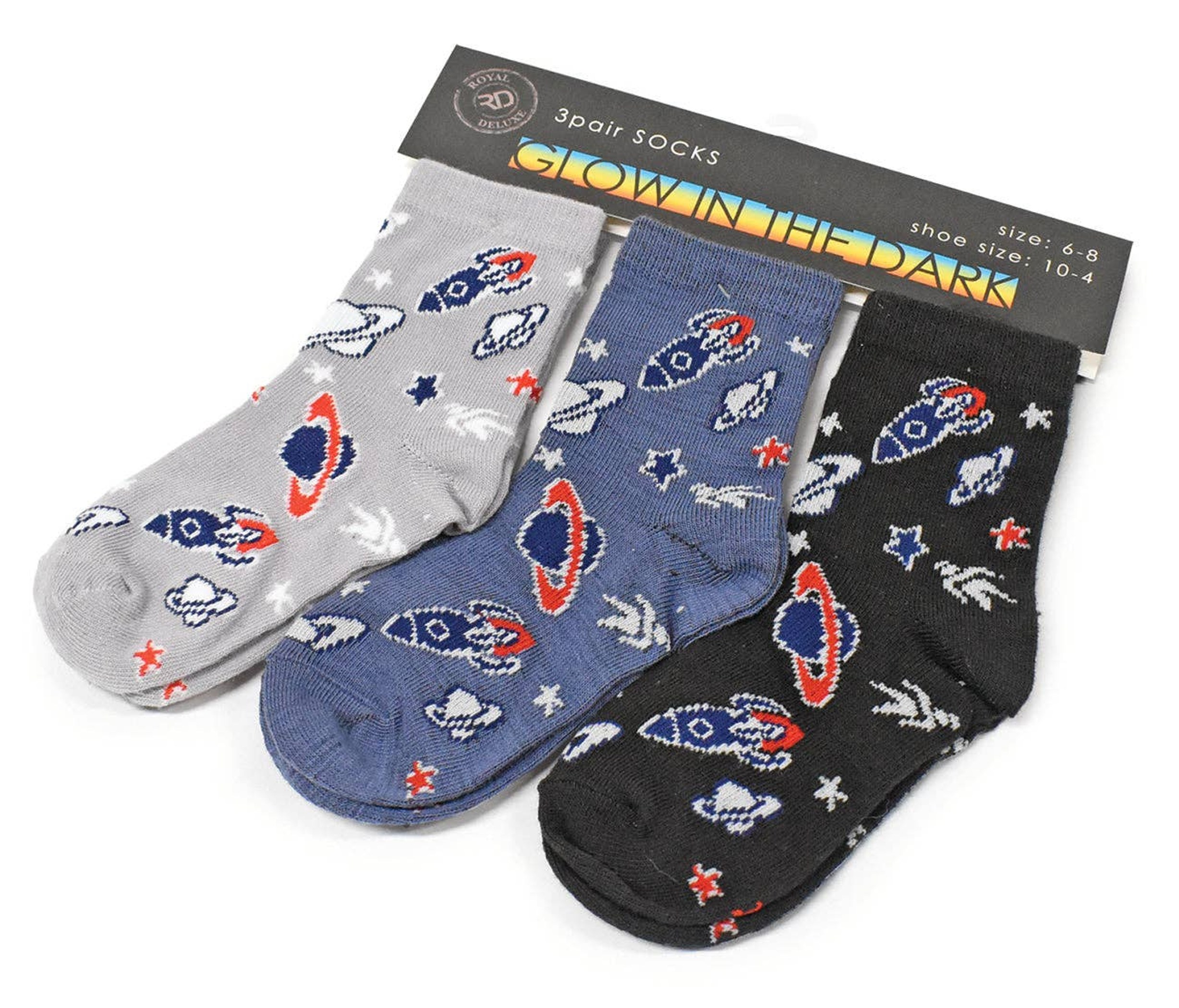 3-Pairs Kids Glow in the Dark Socks Sports