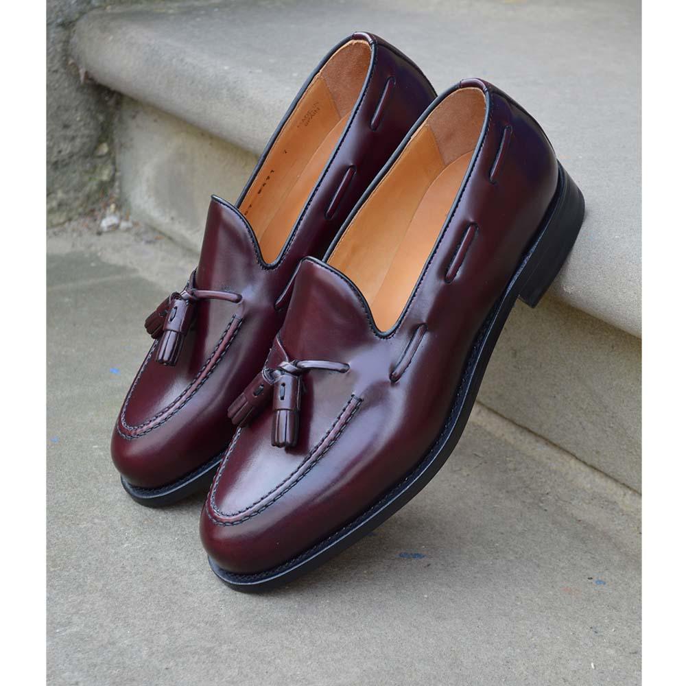 Berwick 1707 Tasselled Slip On (8491) - Burgundy Rois – A Fine