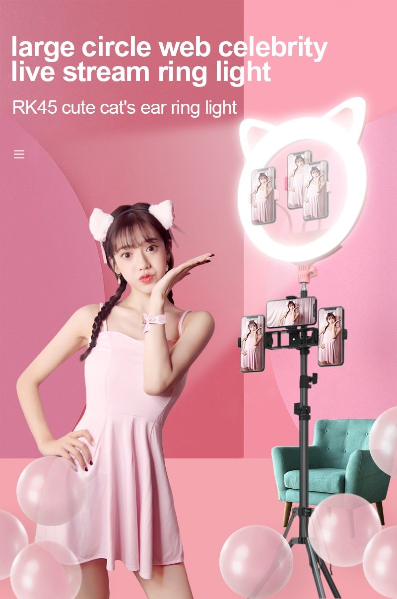 Meow Prestige Cat Lovers 20 inch LED Cat Ear Dimmable Studio Ring Light