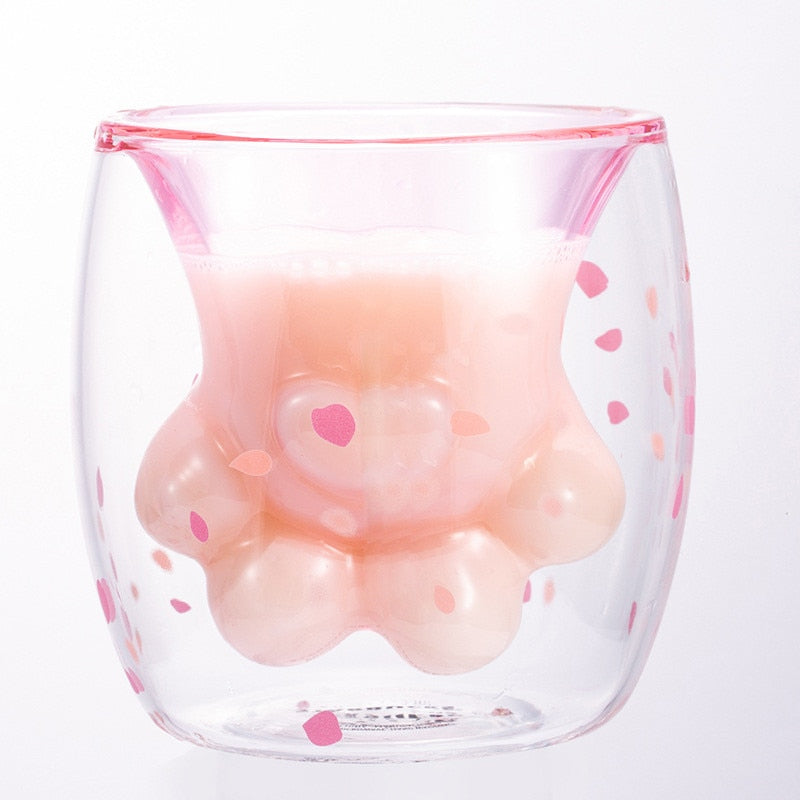 45 Top Photos Cat Paw Glass Cup Starbucks - Hot Cat Paw Cup Coffee Mugs Sakura Pink Glass Mug Double ...