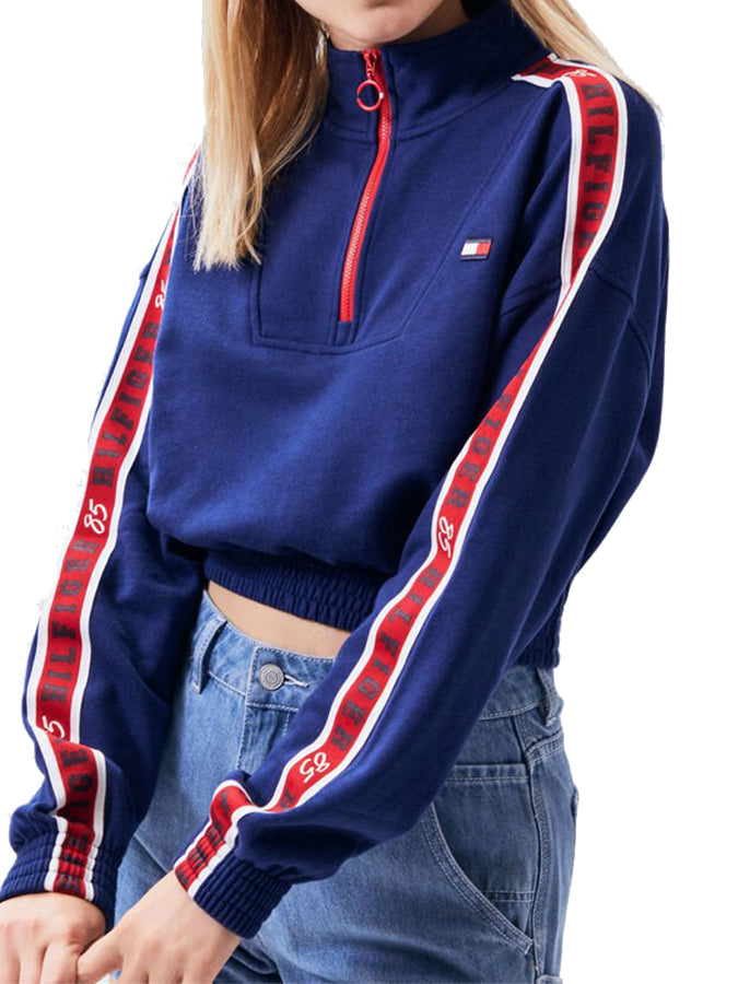 tommy jeans mock neck zip sweatshirt