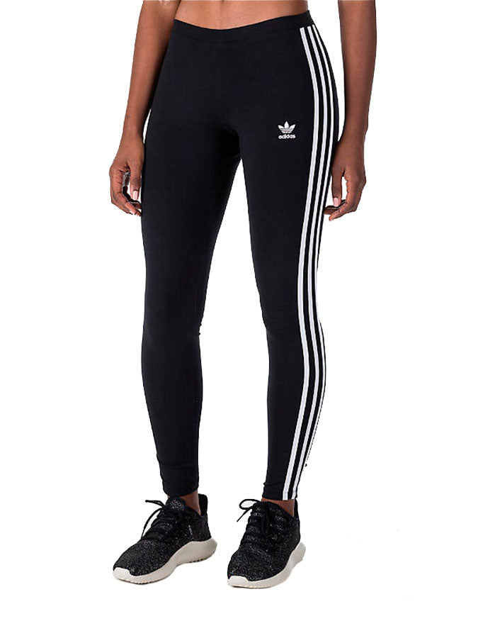 women's adidas 3 stripe leggings black