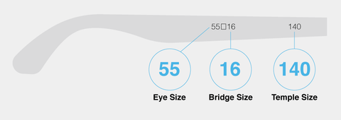 Frame measurements dimensions of sunglasses