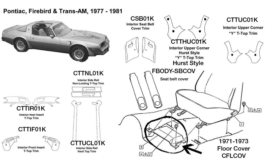 Pontiac Firebird Trans Am Interior Front Insert 1977 1978 1979 1980 1981 Cttif01k