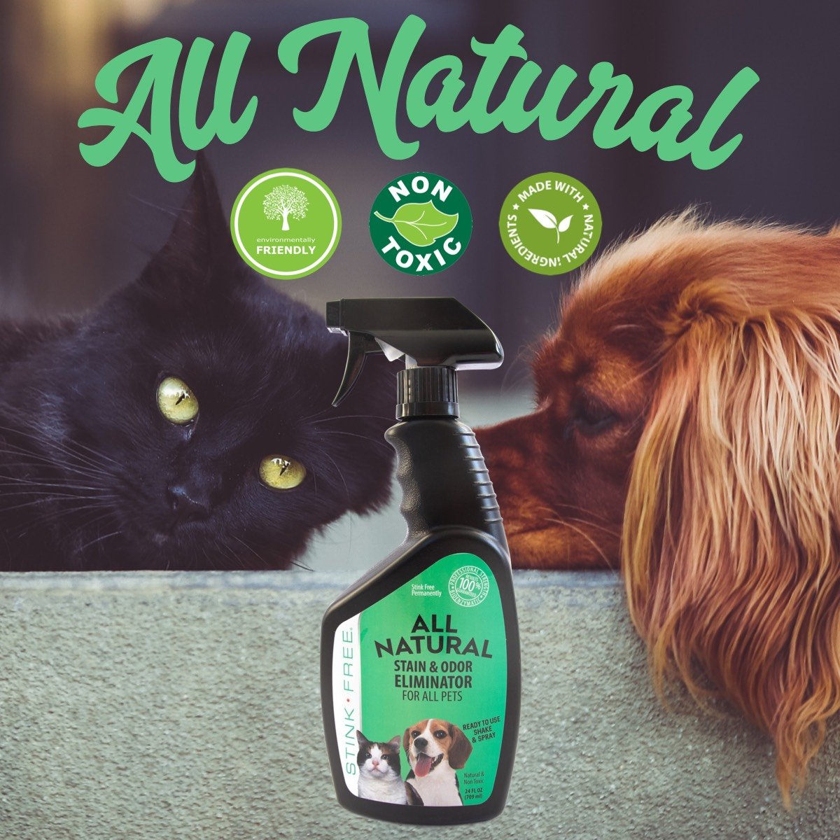 All Natural Stain & Urine Odor Eliminator for Pets (24 oz. Application Spray Bottle)