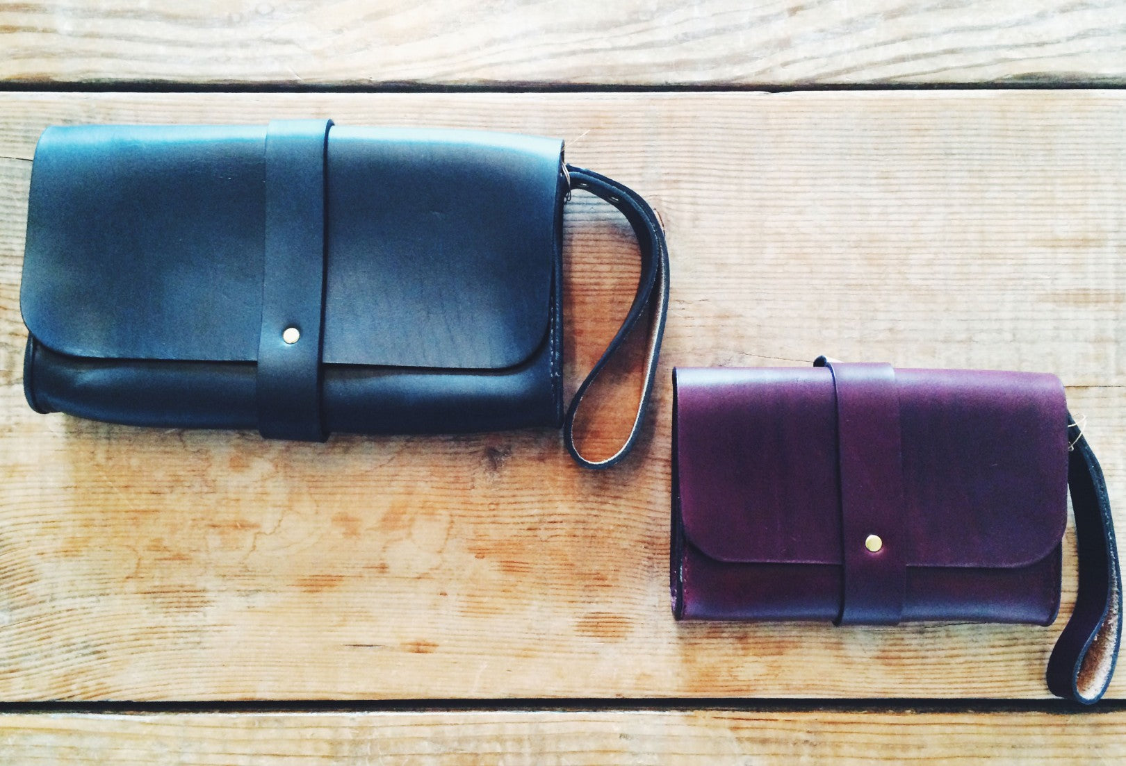 Martine leather clutch and wristlet 