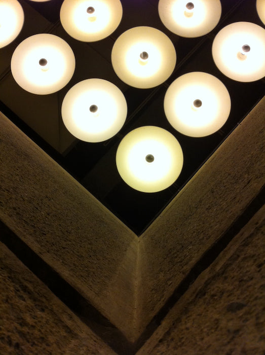 The Whitney Museum ceiling and lights on our NYC day off.