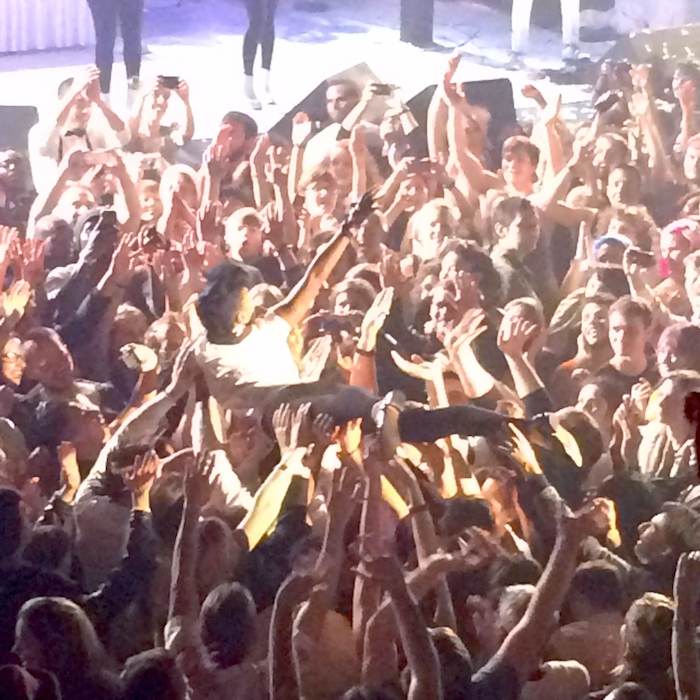 Janelle Monae crowd surfing in Portland.