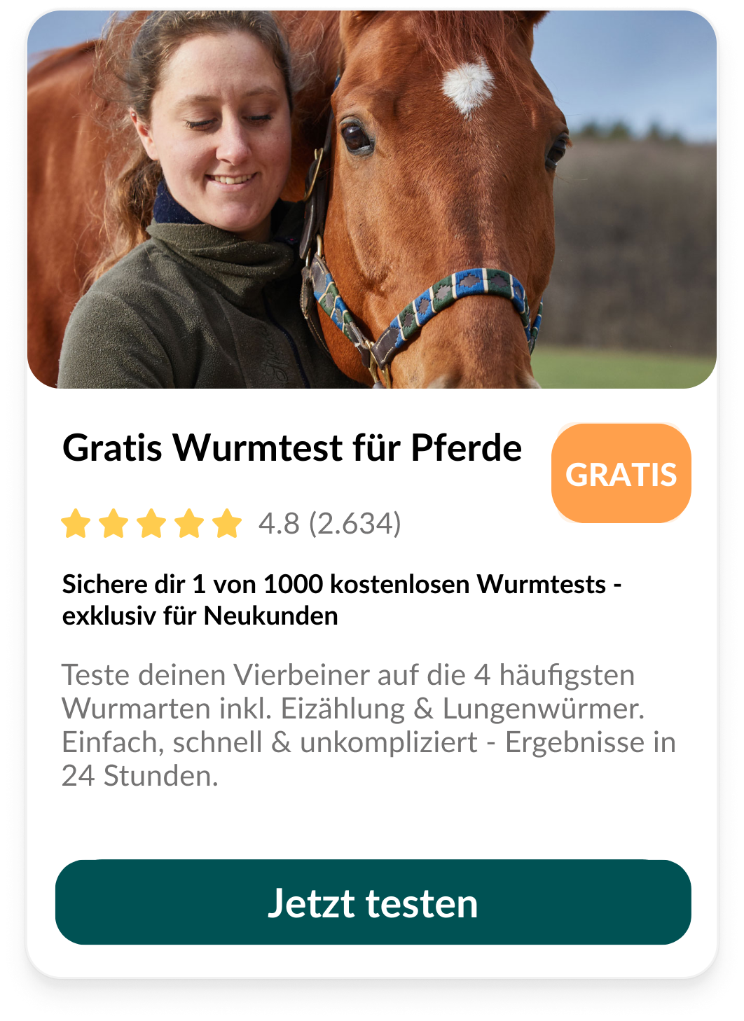 Gratis Wurmtest für Pferde