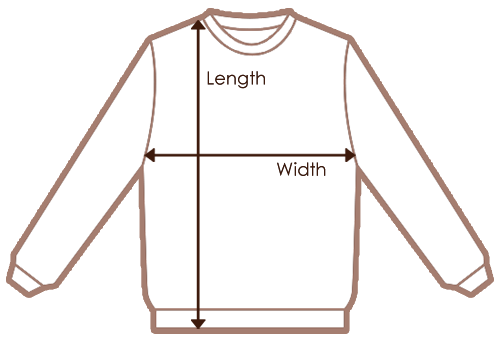 Unisex sweatshirt size chart