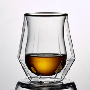 Double Wall Diamond Whisky Glass 6.8 Ounces, Set of 2