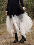 Black&White Gradient Cropped Gauze Skirt
