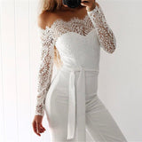 Fashion Spring Summer Jumpsuits Women High Quality Lace Patchwork Embroidery Sexy Party Jumpsuit