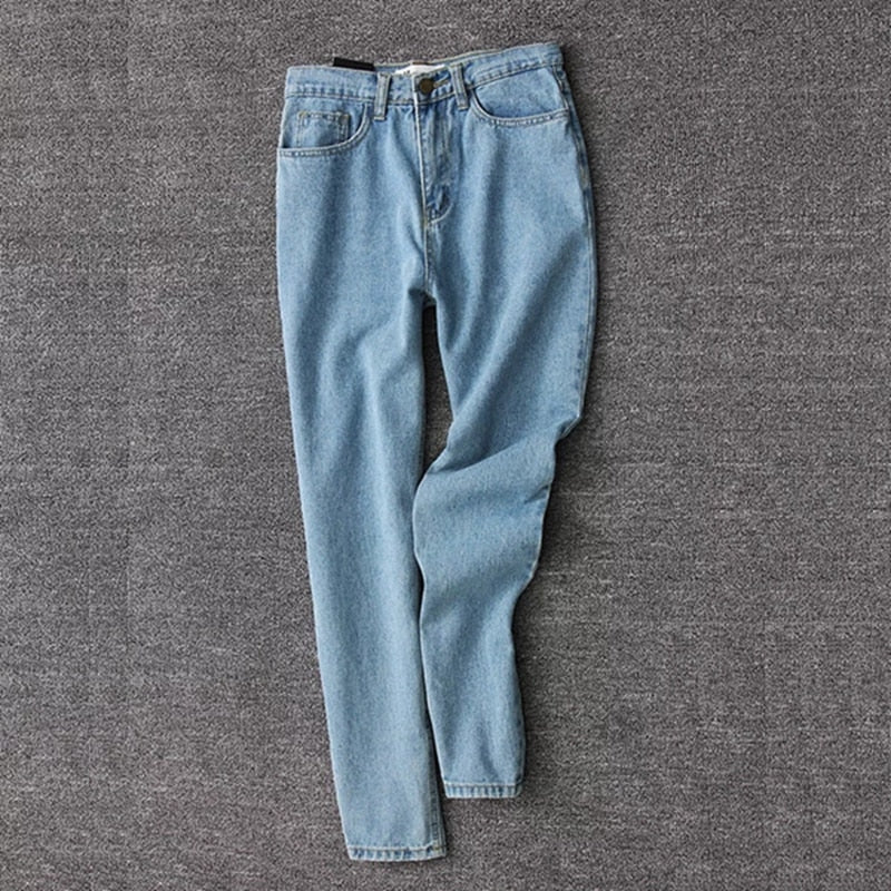 Jeans da donna vintage da donna per le donne mamma a vita alta a vita blu casual pantaloni da matita coreano