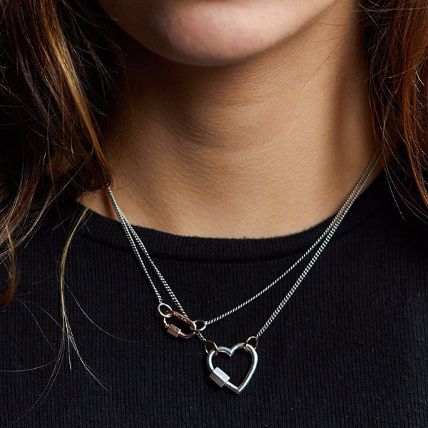 Sterling Silver Heart Lock Pendant | Marla Aaron Sterling Silver with Yellow Gold Closure / Heartlock