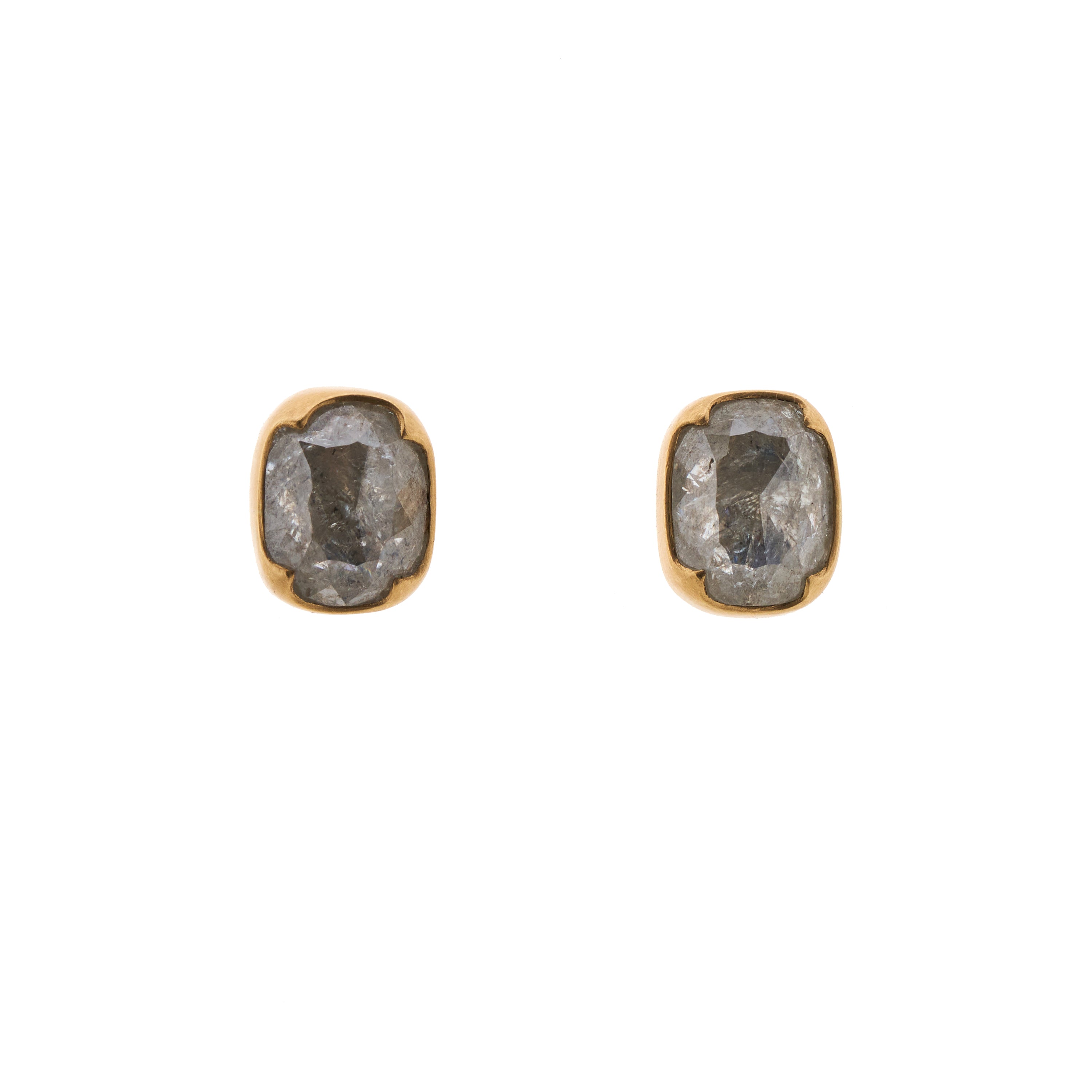 Gabriella Kiss 18K & Lacy Pale Grey Cushion Diamond Studs 2.16ct