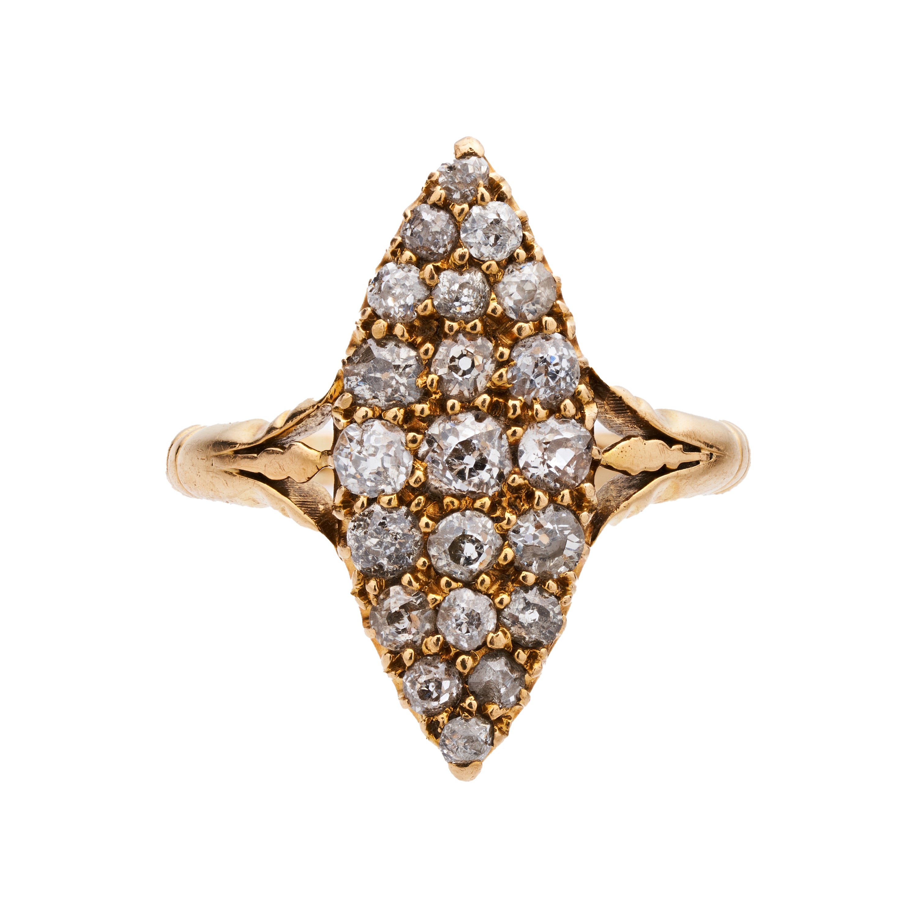 Antique Victorian 18k Diamond Navette Ring