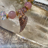 Mom, My Angel Bracelet | Rose Quartz Bracelet | Inspirational Swarovski Jewelry | Mother’s Day Gift