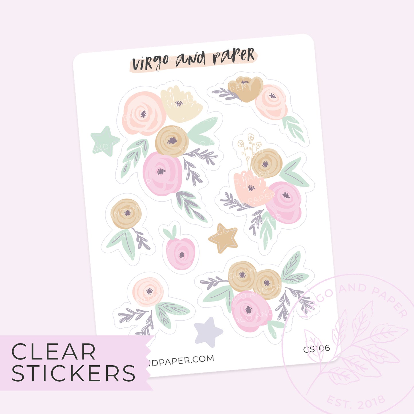 Clear Create Floral Stickers – Virgo and Paper