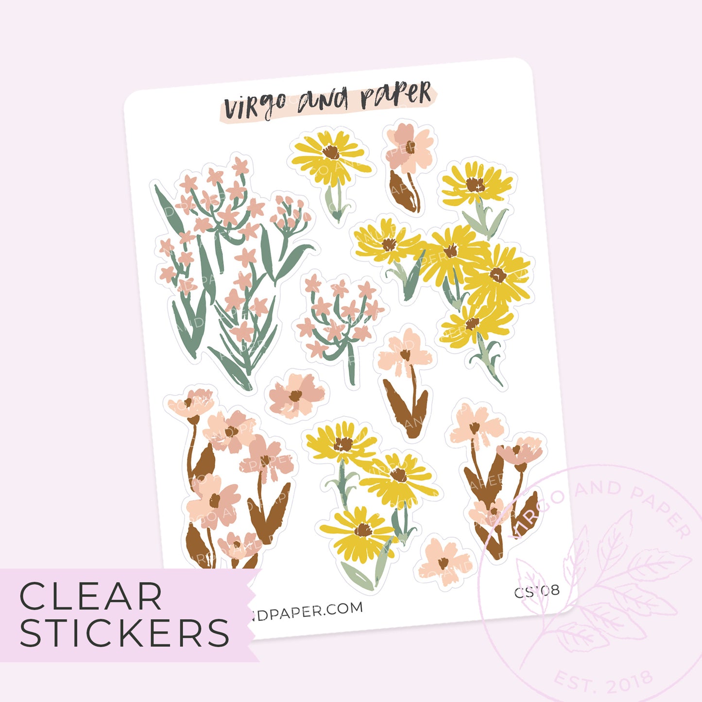 Floral Transparent Stickers for Sale