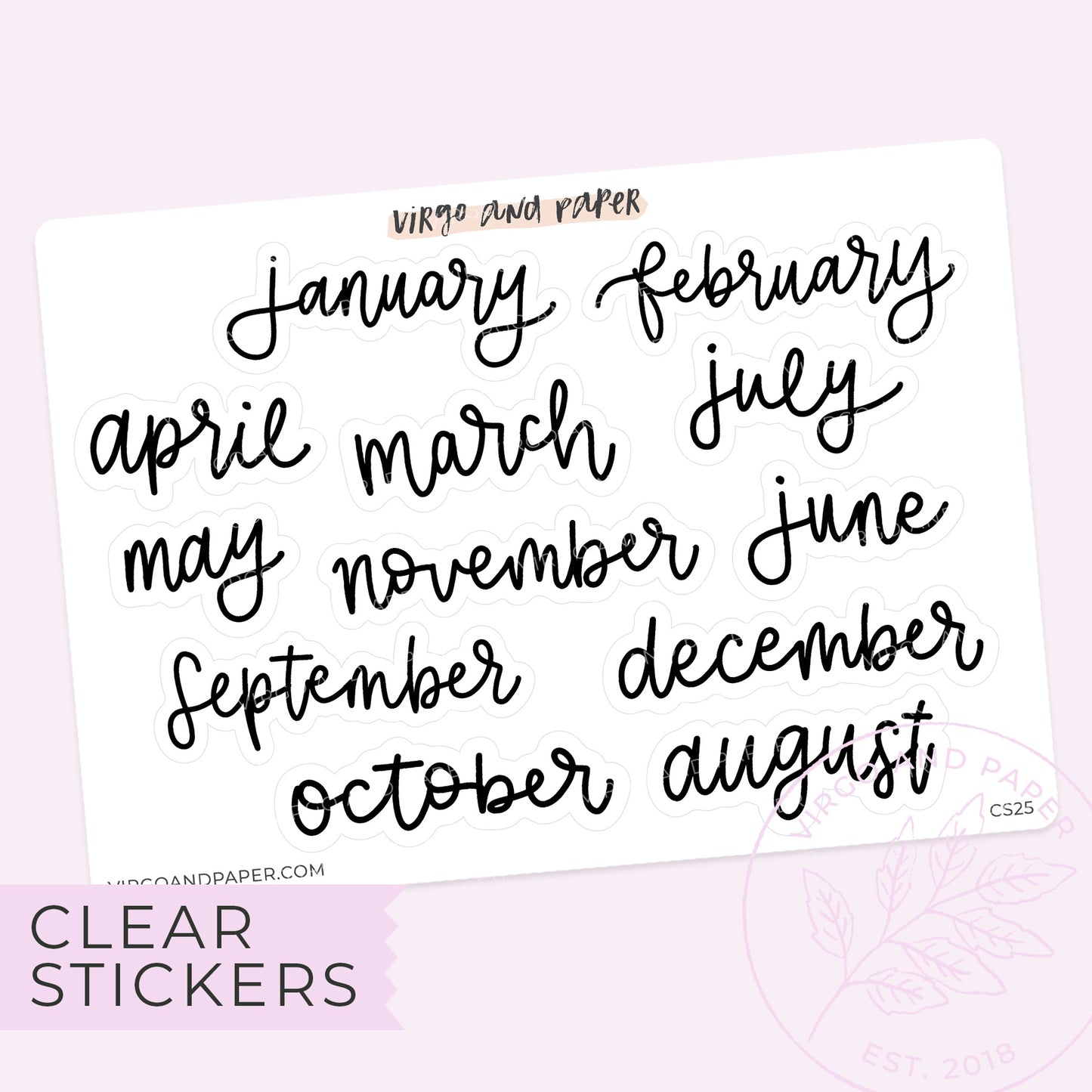 Clear Mini Day of the Week Labels – Virgo and Paper