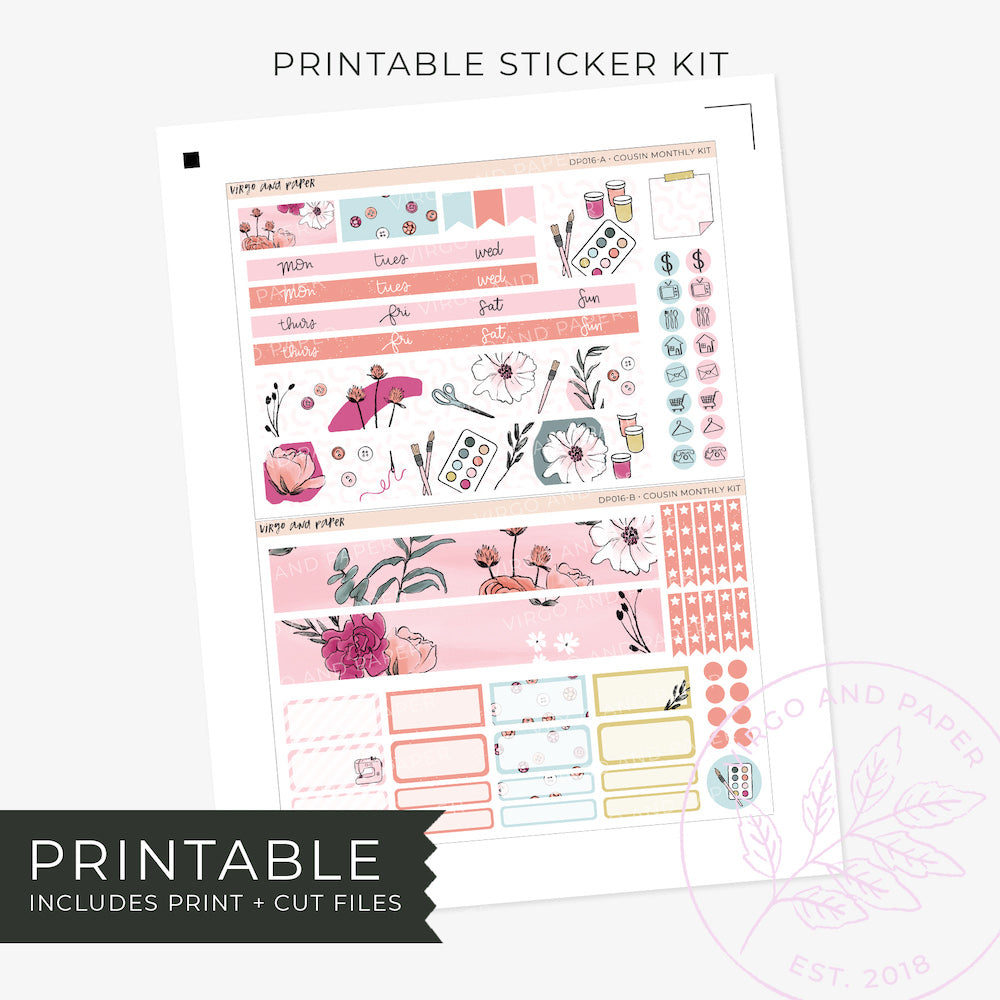 Printable Hobonichi Cousin Monthly Planner Stickers - Luna – Virgo and Paper