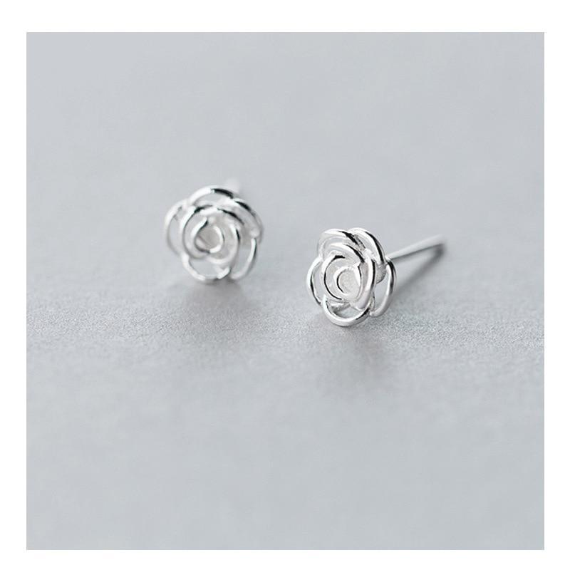 silver flower earrings studs