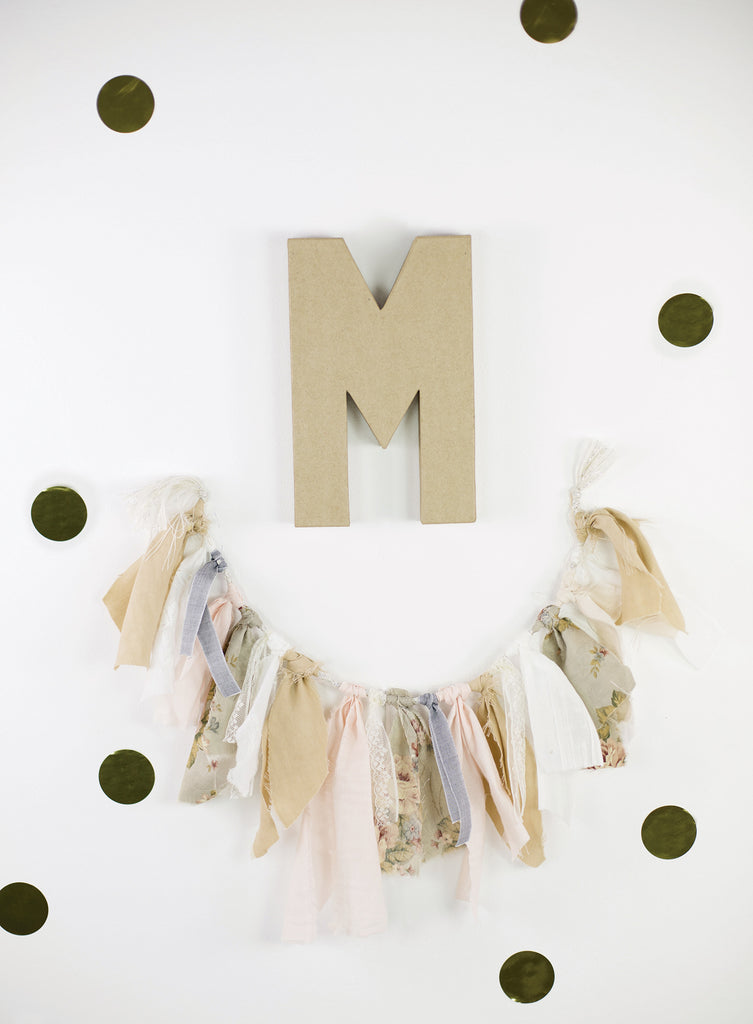 garland with fabric scraps