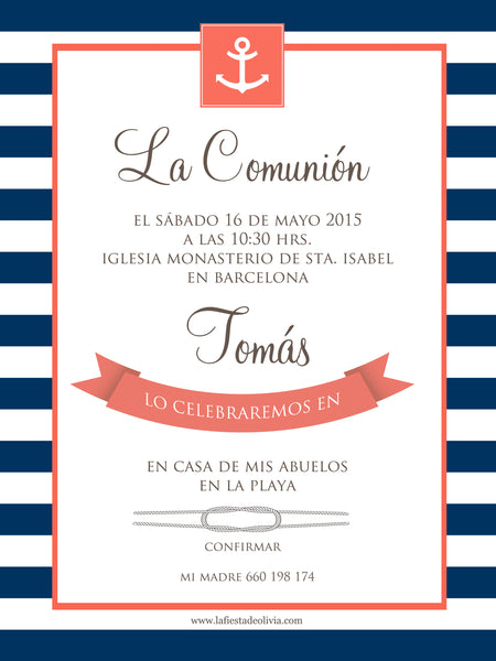 Invitaciones de Primera Comunión gratis – La Fiesta de Olivia