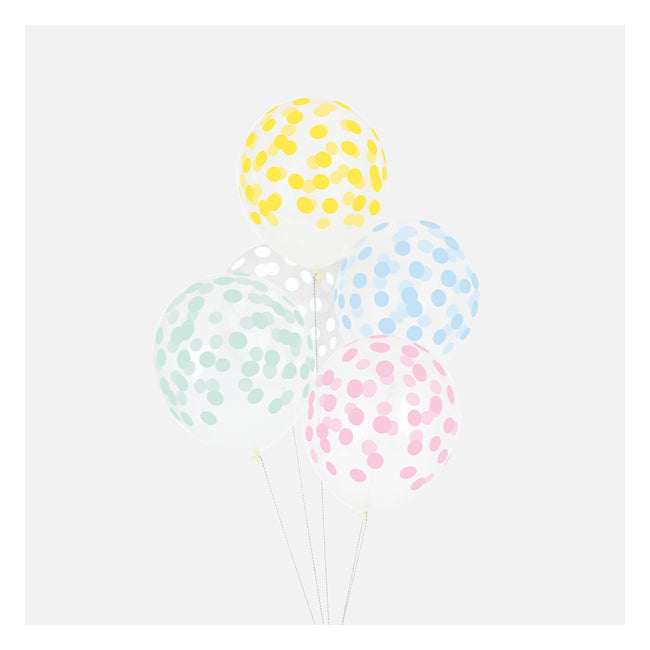 transparent balloons with polka dots