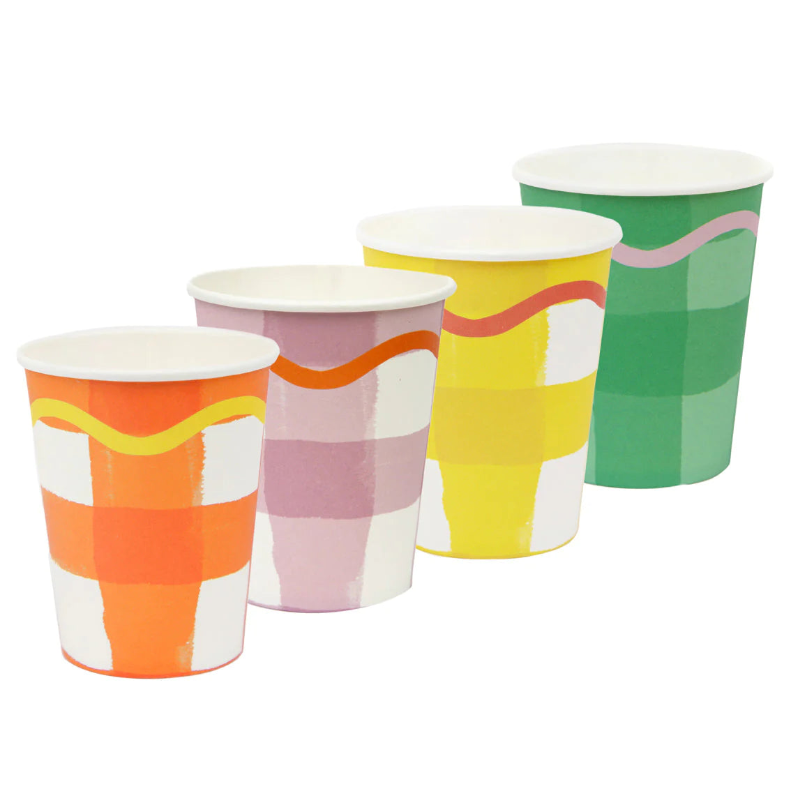 Vasos cuadros vichy multicolor / 8 uds.