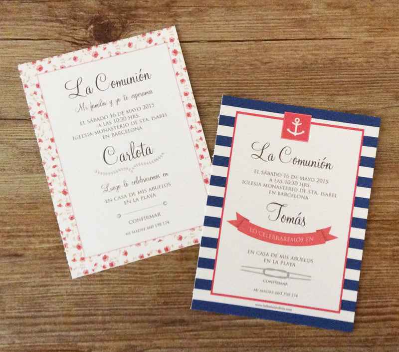 Invitaciones para Primera Comunión editables