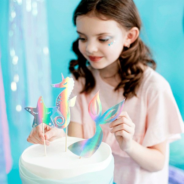 Topper pastel sirena iridiscente – La Fiesta de Olivia