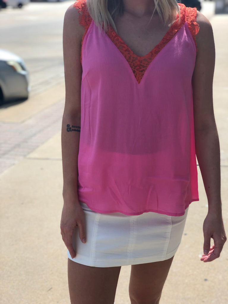 pink lace cami