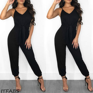  Women Casual Solid Gray Black Jumpsuit 