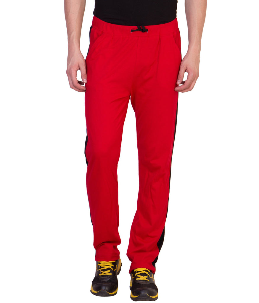 Trackpants: Shop Online Men Red::Black Cotton Trackpants | Cliths