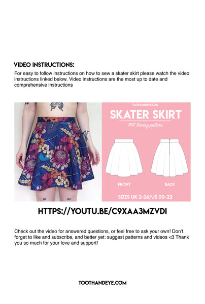 PDF Sewing Pattern - Skater Skirt – Tooth and Eye