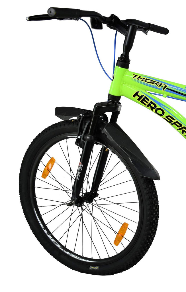 hero sprint thorn 26 inches single speed front suspension bike for adults green & black