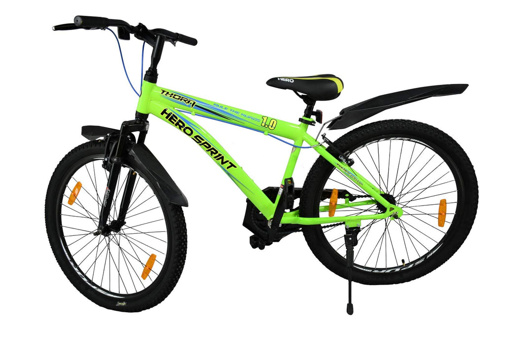 hero sprint thorn 26 inches single speed front suspension bike for adults green & black