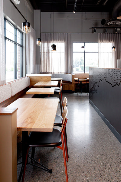 Restaurant tables by Edgework Creative, custom furniture