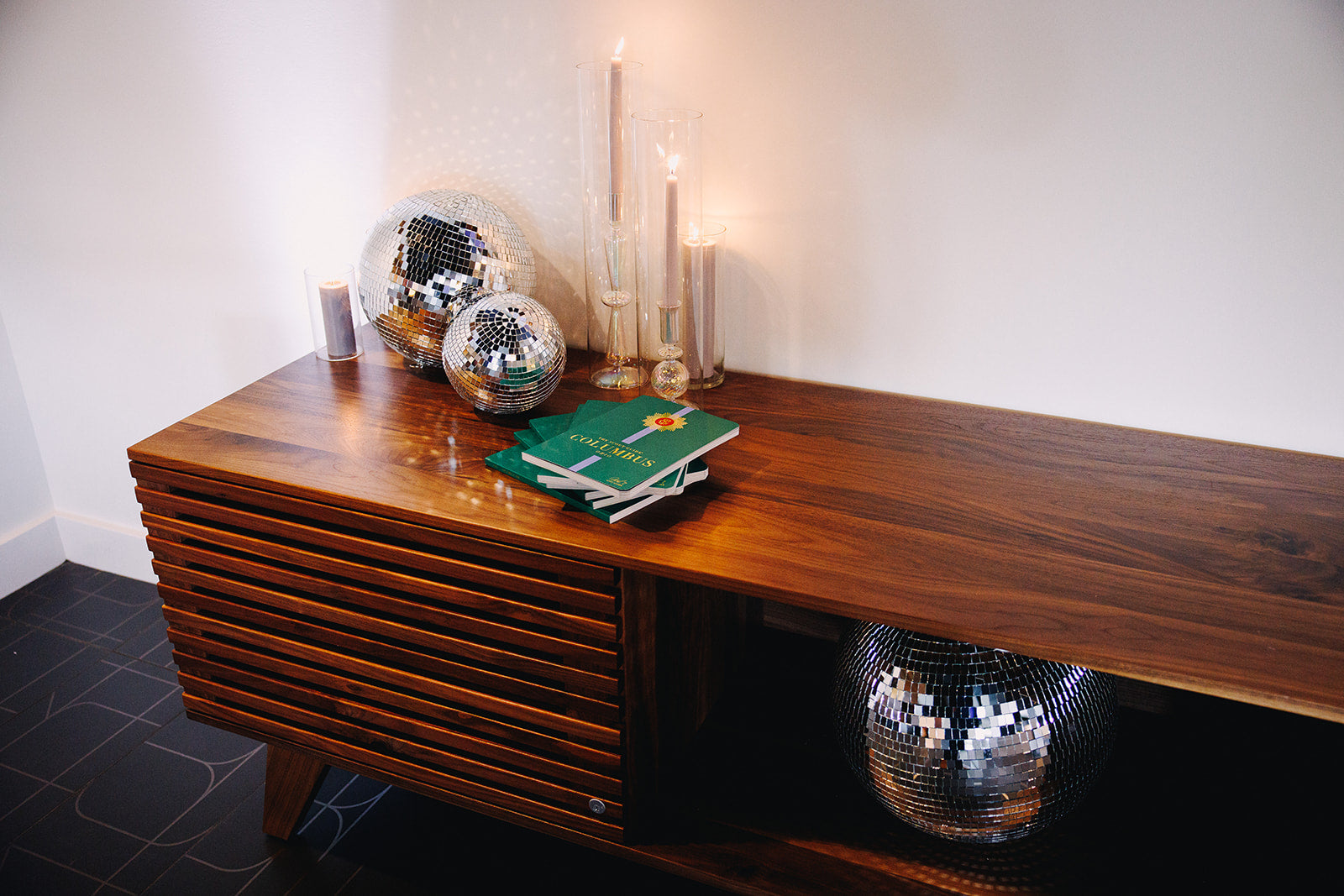Walnut console table by Edgework Creative
